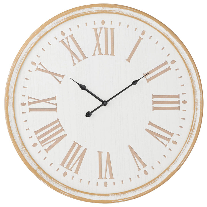 High ST Around the Clock Gold Rim Wood Roman Numeral Wall Clock 60cm 90328CLK 1