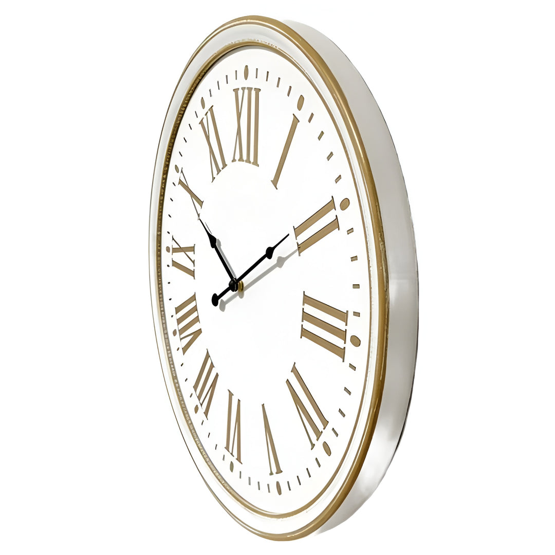 High ST Around the Clock Gold Rim Wood Roman Numeral Wall Clock 60cm 90328CLK 2