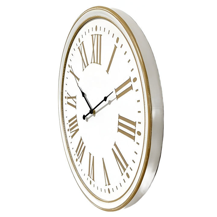 High ST Around the Clock Gold Rim Wood Roman Numeral Wall Clock 60cm 90328CLK 2