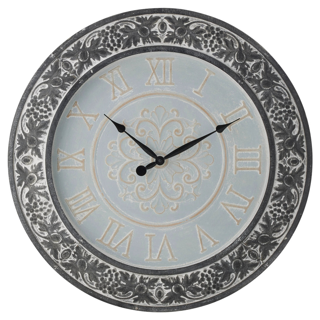 High ST Florence Charcoal Grapevine Carved Wood Wall Clock 73cm 48803CLK 1