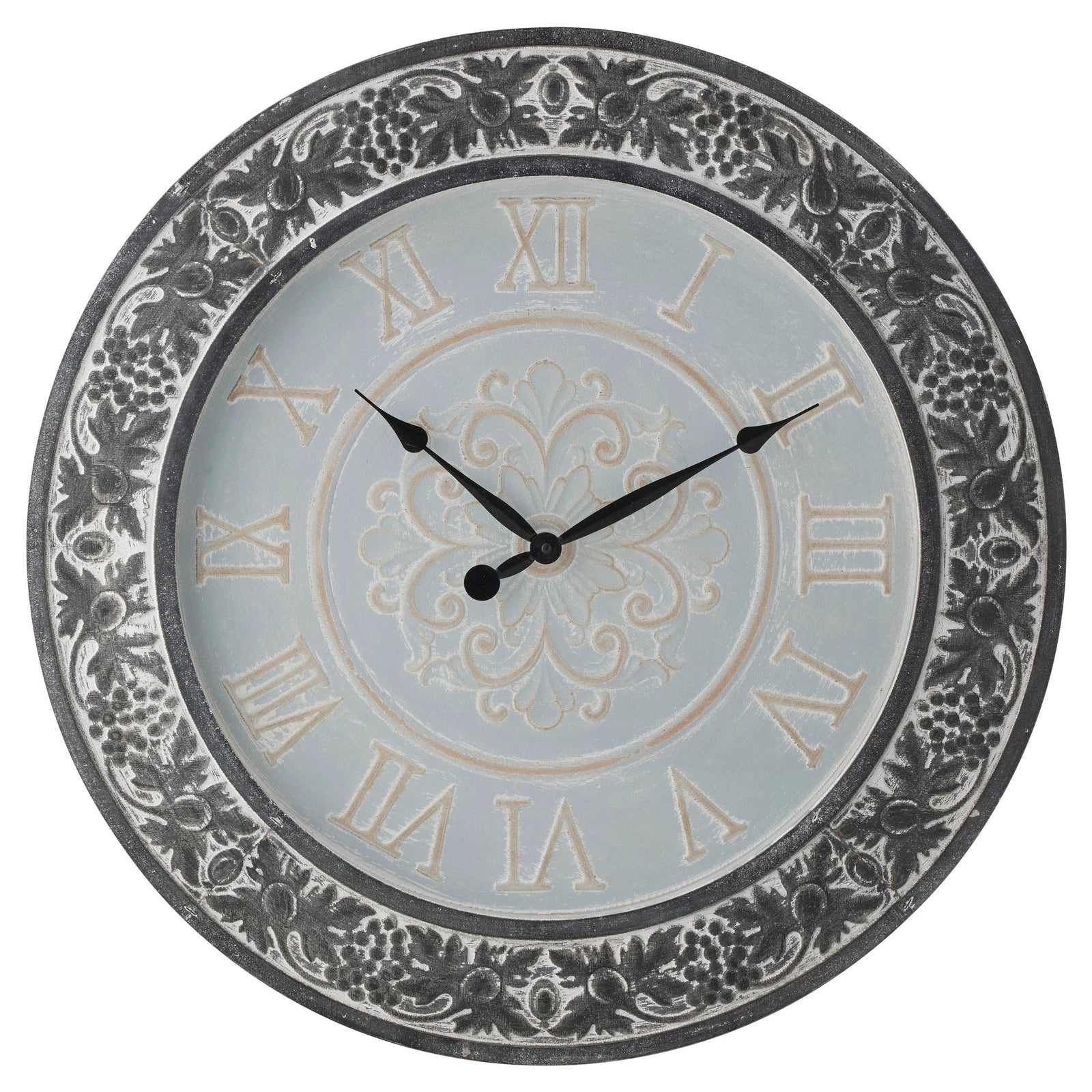 High ST Florence Charcoal Grapevine Carved Wood Wall Clock 73cm 48803CLK 1