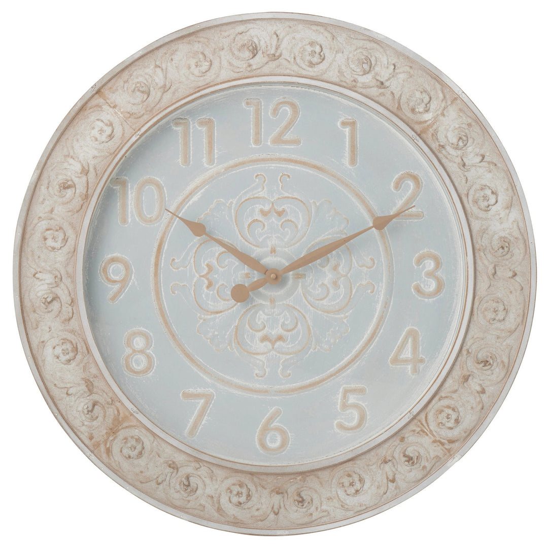 High ST French Country Rose Scroll Carved Wood Wall Clock 71cm 48804CLK 1