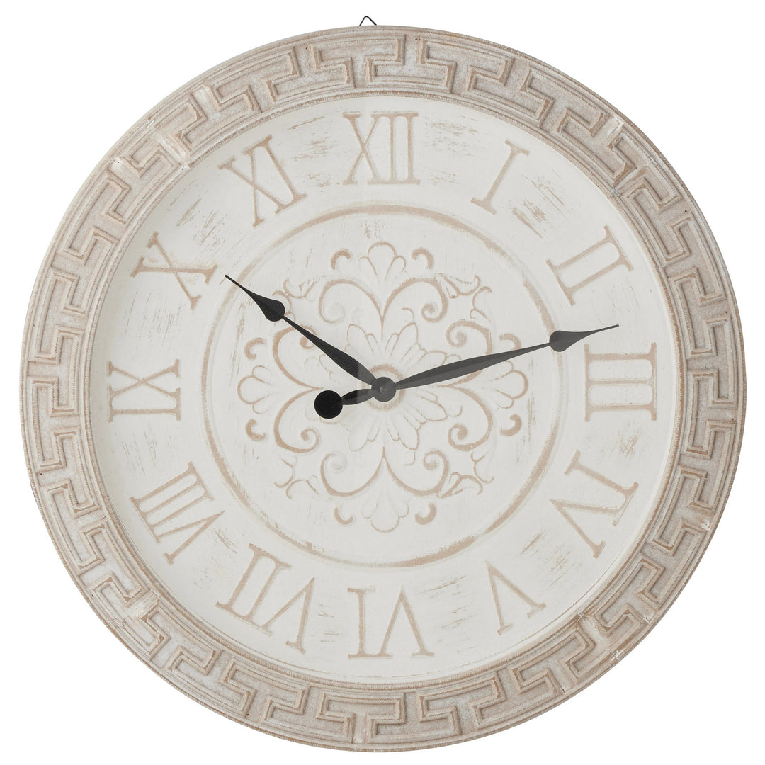 High ST French Provincial Greek Key Carved Wood Wall Clock 64cm 48801CLK 1