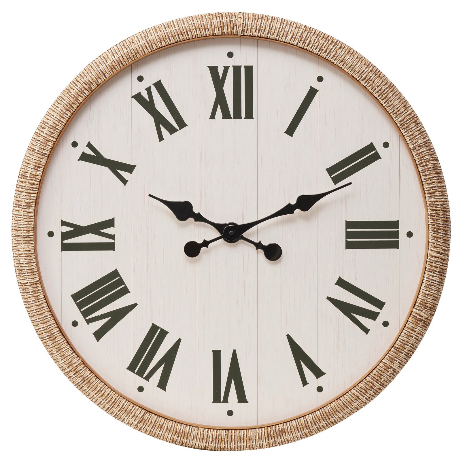 High ST Just in Time Woven Rattan Roman Numeral Wall Clock 70cm 90327CLK 1