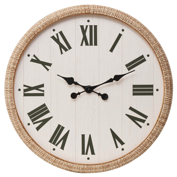 High ST Just in Time Woven Rattan Roman Numeral Wall Clock 70cm 90327CLK 1