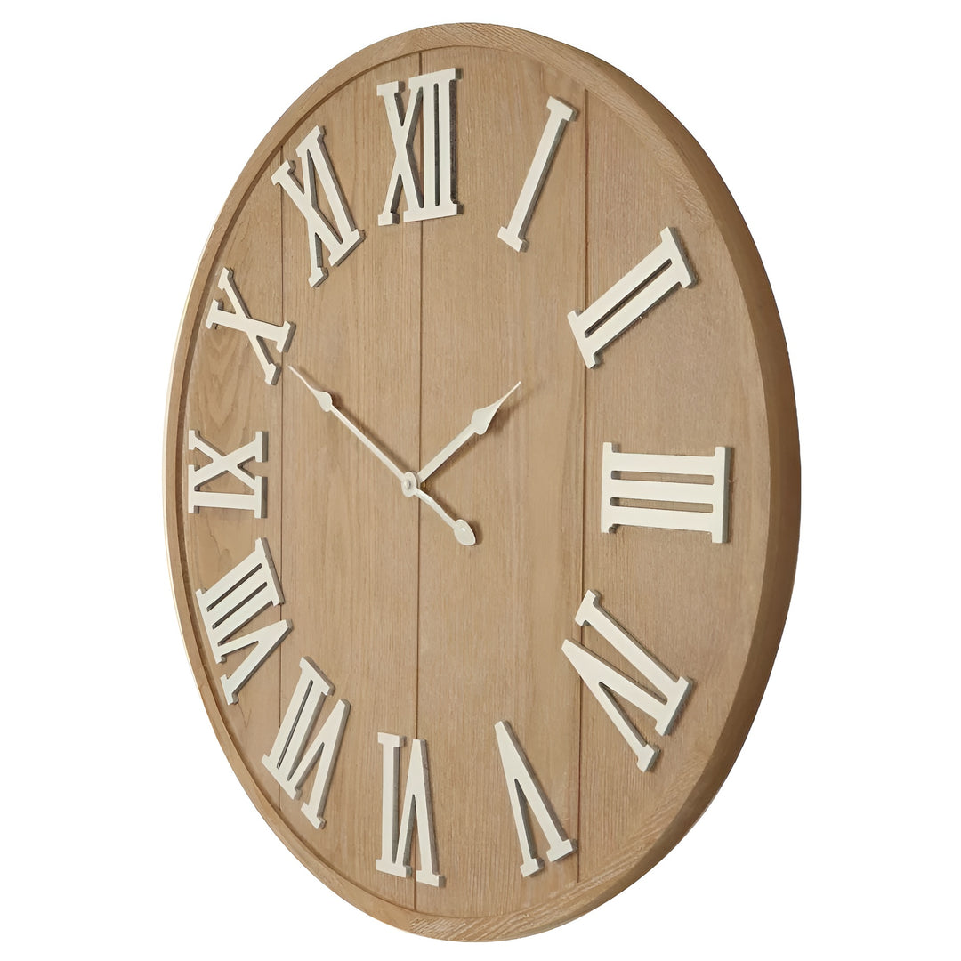 High ST Natural Woodgrain Roman Numeral Wall Clock 60cm 56030CLK 2