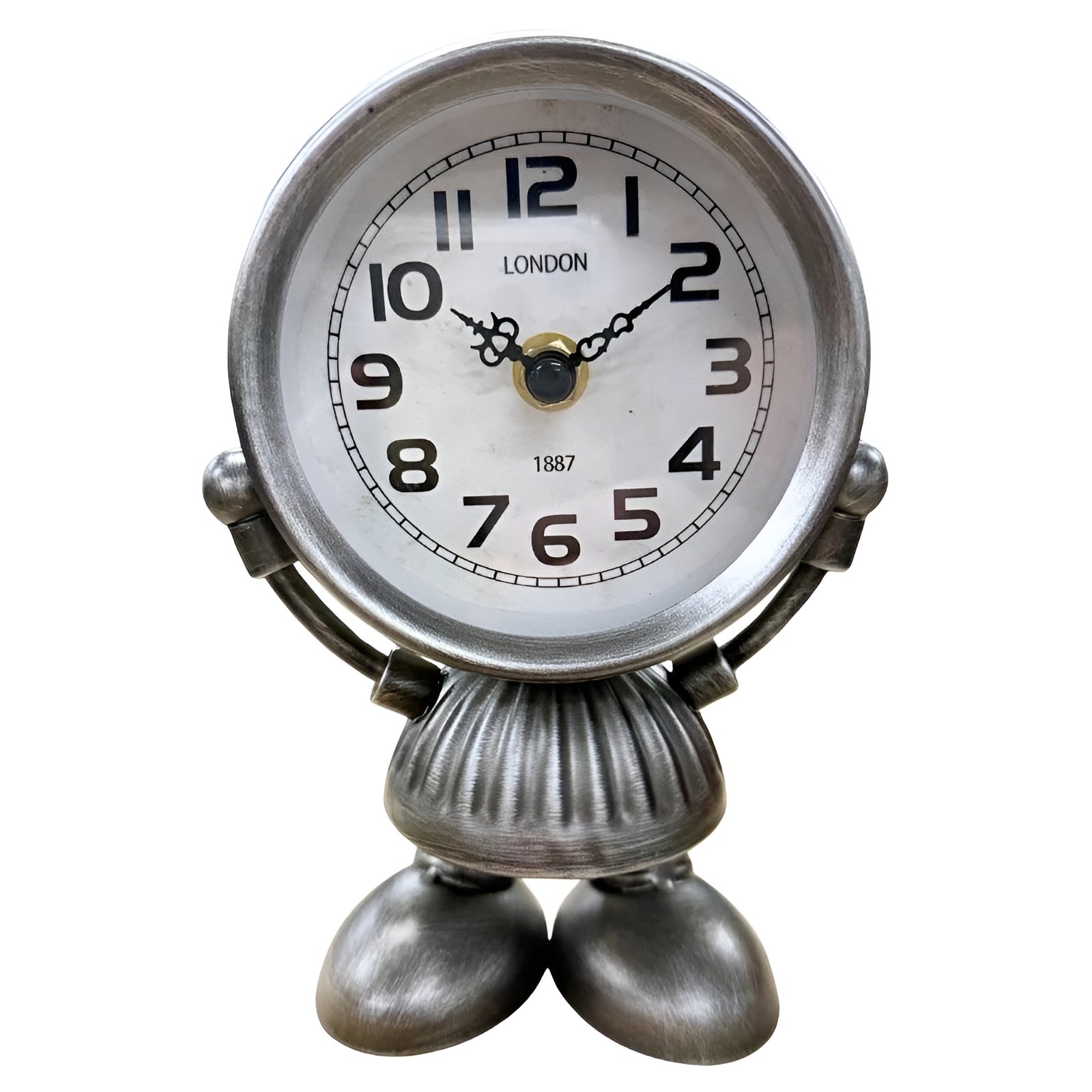 High ST Silver Robot Industrial Metal Novelty Desk Clock 18cm 56032RBT 1