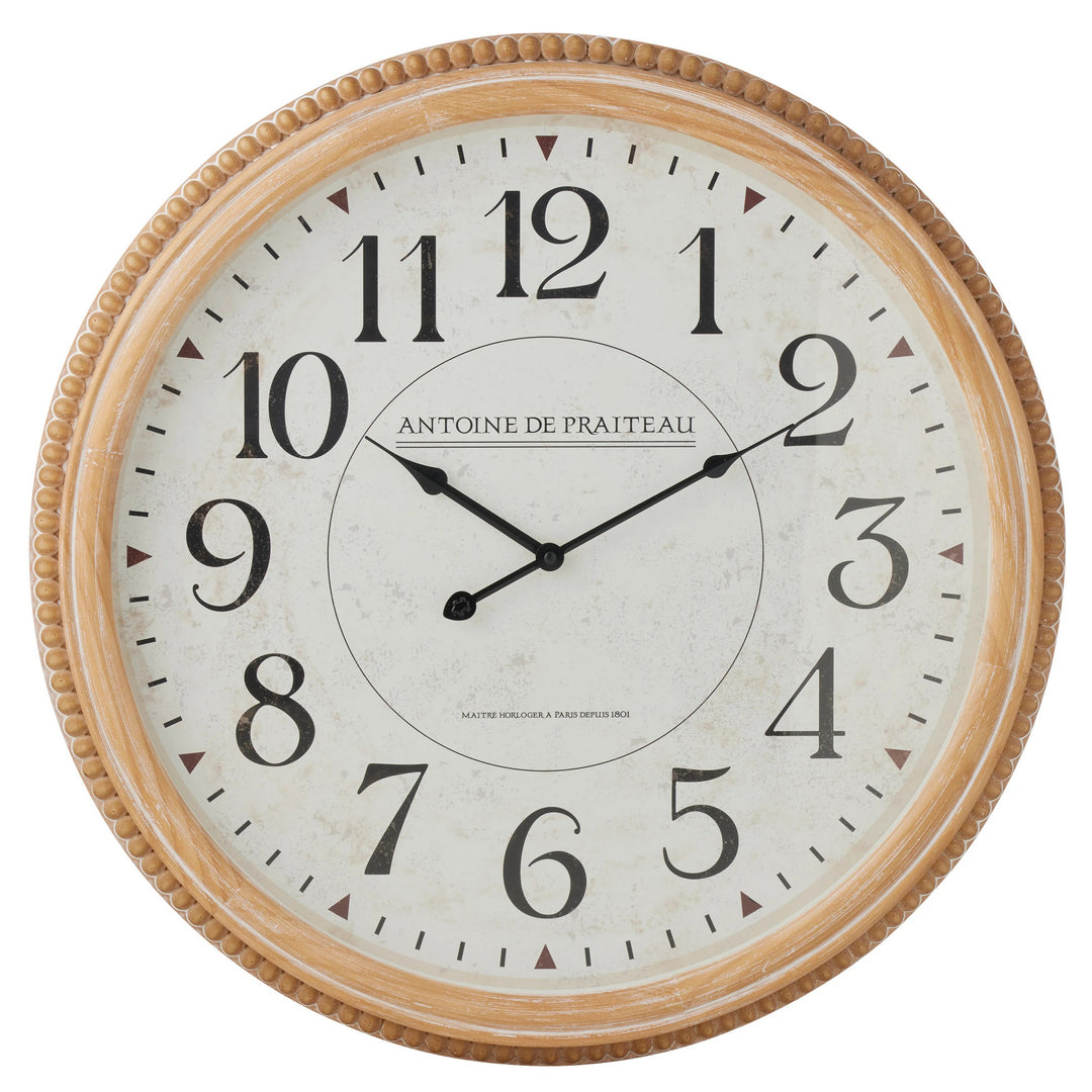High ST Sorrento Beaded Edge Wood Arabic Numeral Wall Clock 60cm 56025CLK 1
