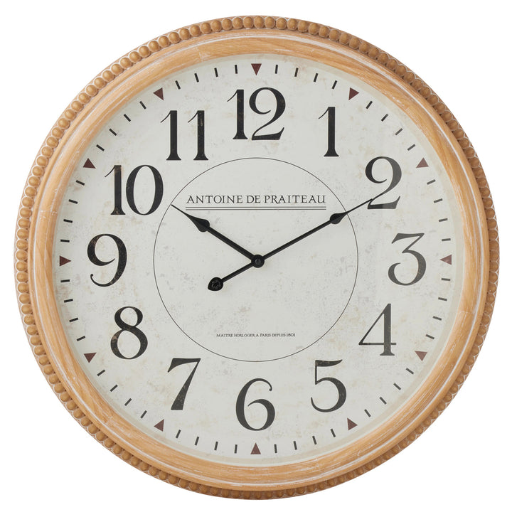 High ST Sorrento Beaded Edge Wood Arabic Numeral Wall Clock 60cm 56025CLK 1