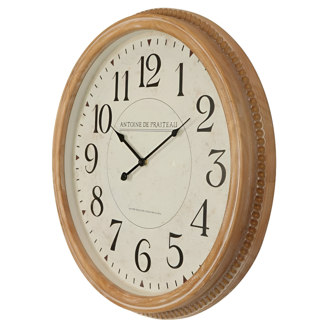 High ST Sorrento Beaded Edge Wood Arabic Numeral Wall Clock 60cm 56025CLK 2