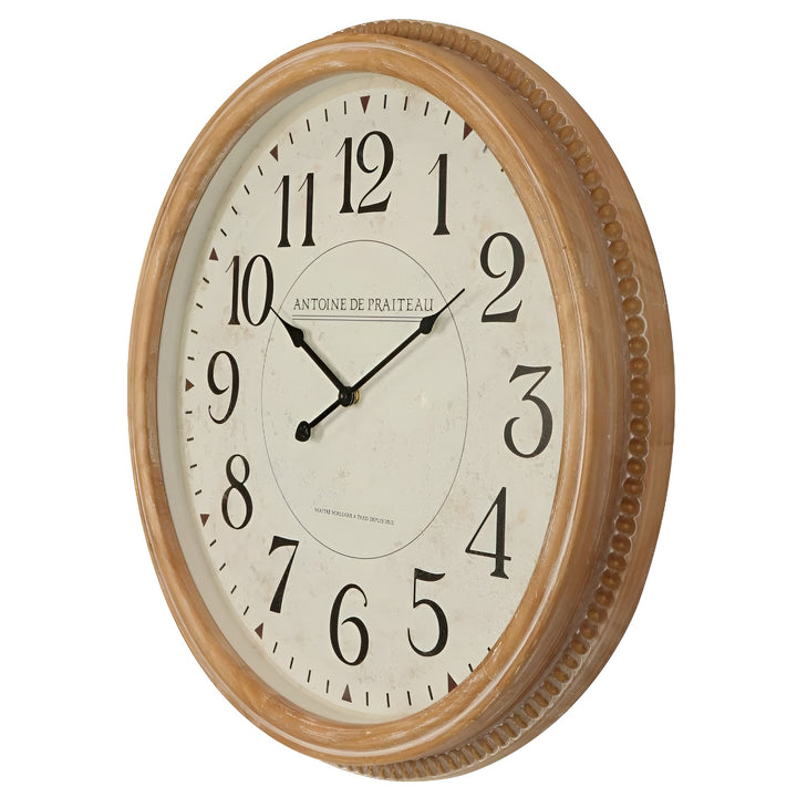 High ST Sorrento Beaded Edge Wood Arabic Numeral Wall Clock 60cm 56025CLK 2