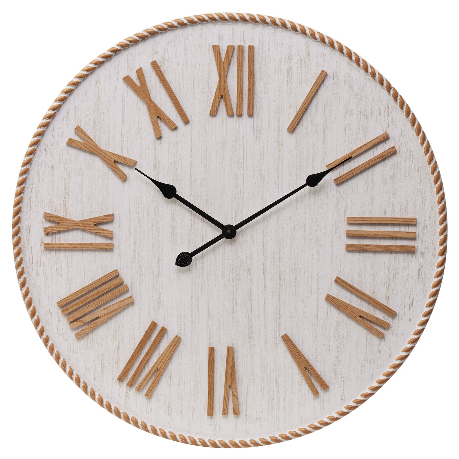 High ST Sorrento Whitewashed Wood Roman Numeral Wall Clock 70cm 56026CLK 1
