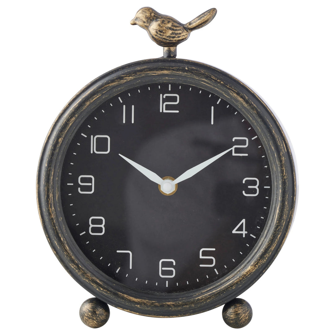 High ST Vintage Bird Pewter Desk Clock 23cm 56031CLK 1