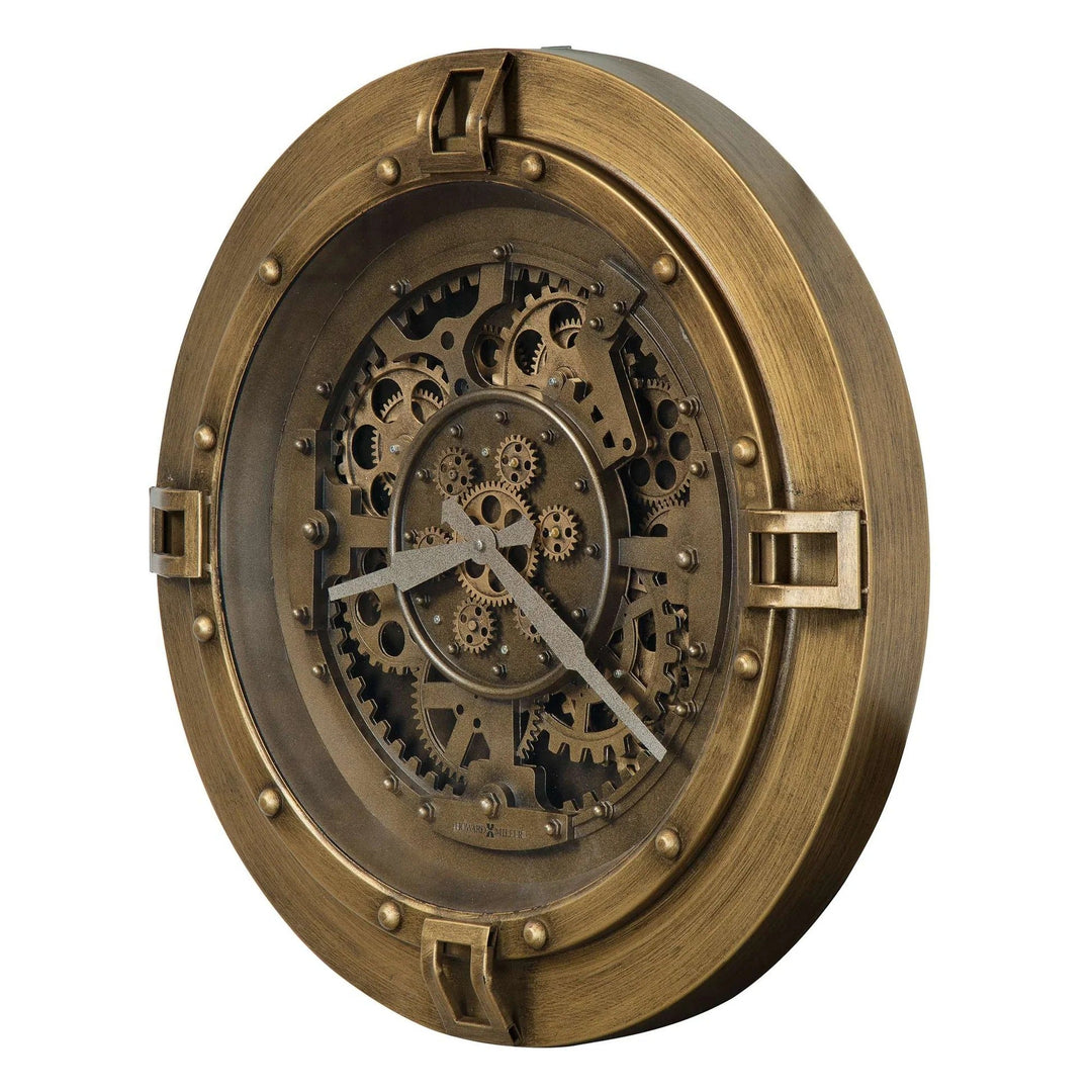 Howard Miller Gerallt Brass Finish Metal Moving Gears Wall Clock 60cm 625786 2
