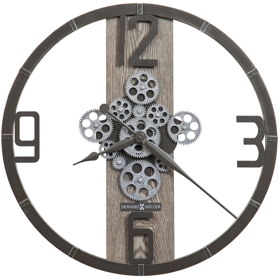 Howard Miller Mikkel Wood Metal Moving Gears Wall Clock 61cm 625798 1