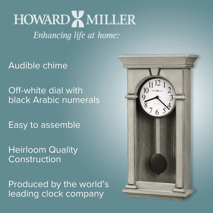 Howard Miller Mira Grey Wood Westminster Pendulum Wall Clock 56cm 625800 8