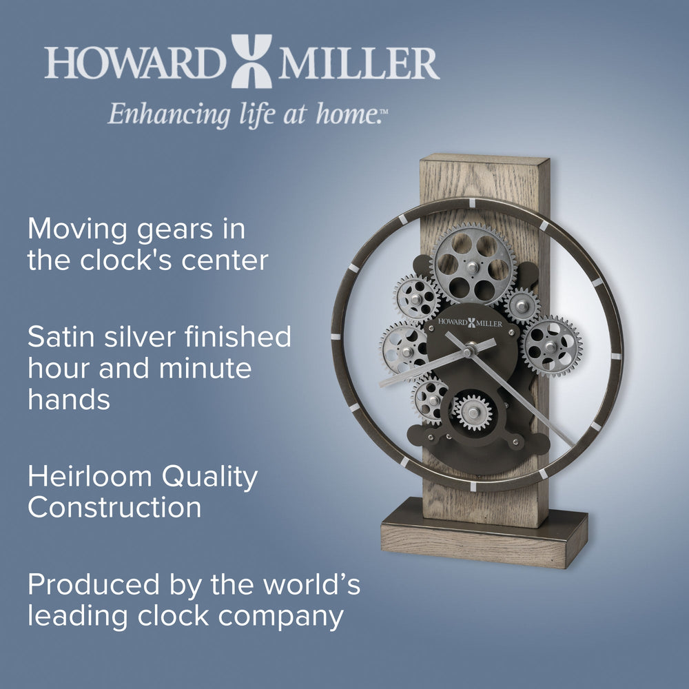 Howard Miller Nellie Wood Metal Moving Gears Mantel Clock 36cm 635253 2