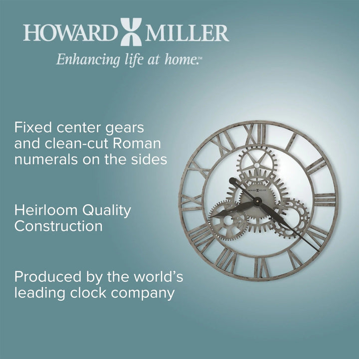 Howard Miller Sibley Iron Roman Skeleton Fixed Gears Wall Clock 51cm 625687 3