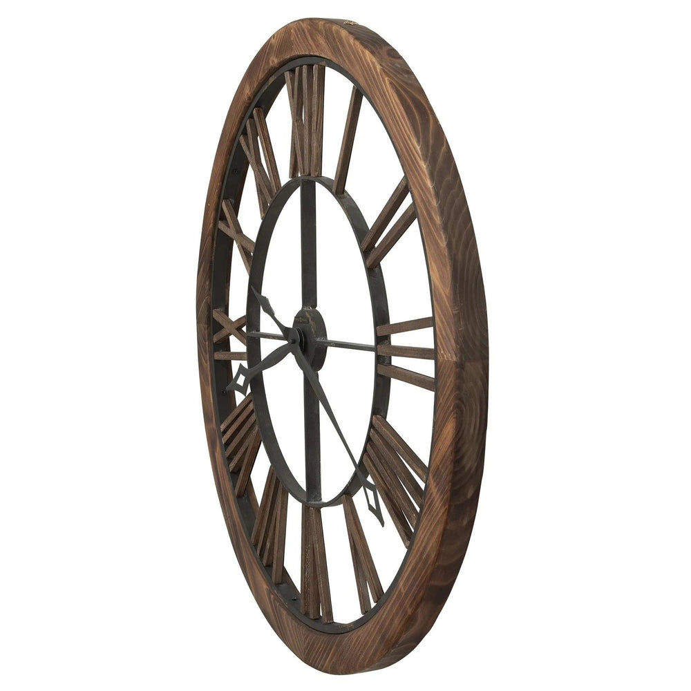 Howard Miller Thatcher Rustic Roman Wood Metal Wall Clock 82cm 625623 2
