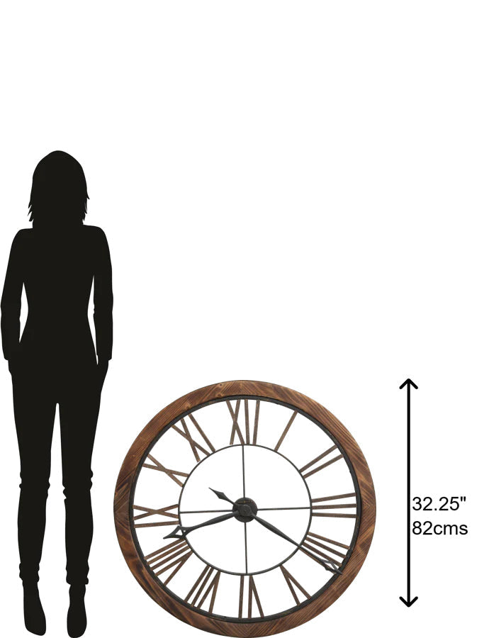 Howard Miller Thatcher Rustic Roman Wood Metal Wall Clock 82cm 625623 3