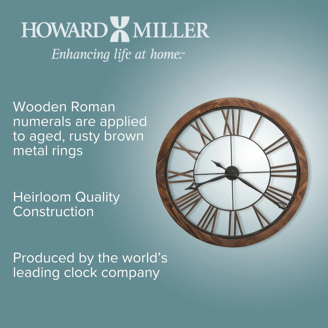 Howard Miller Thatcher Rustic Roman Wood Metal Wall Clock 82cm 625623 4