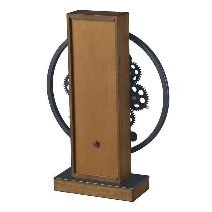Howard Miller Wilder Wood Column Metal Moving Gears Desk Clock 36cm 635258 3