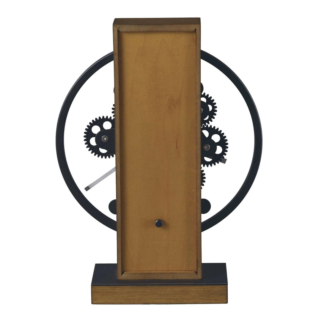 Howard Miller Wilder Wood Column Metal Moving Gears Desk Clock 36cm 635258 4