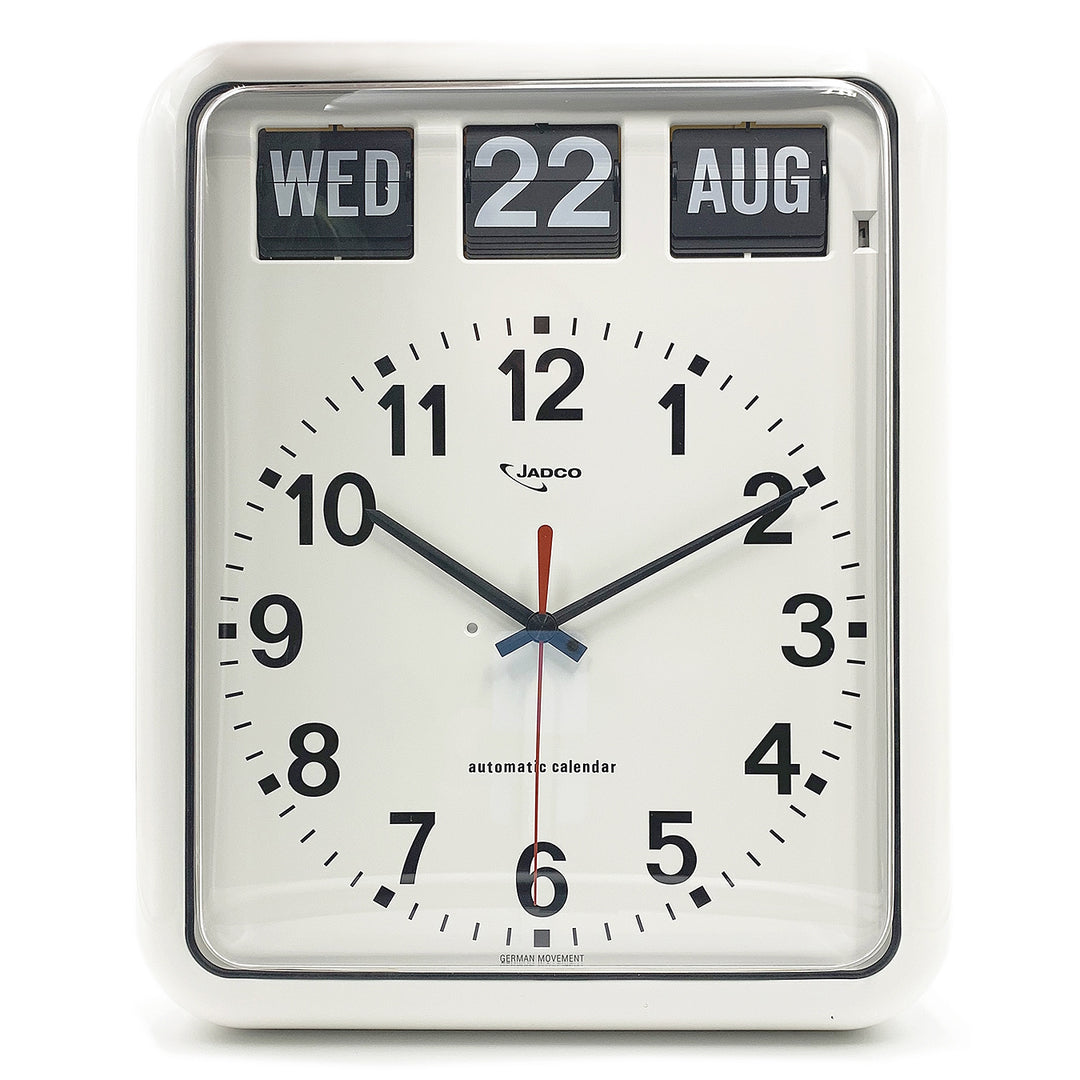 Jadco Analogue Flip Calendar Wall Clock White 38cm BQ12-White 001