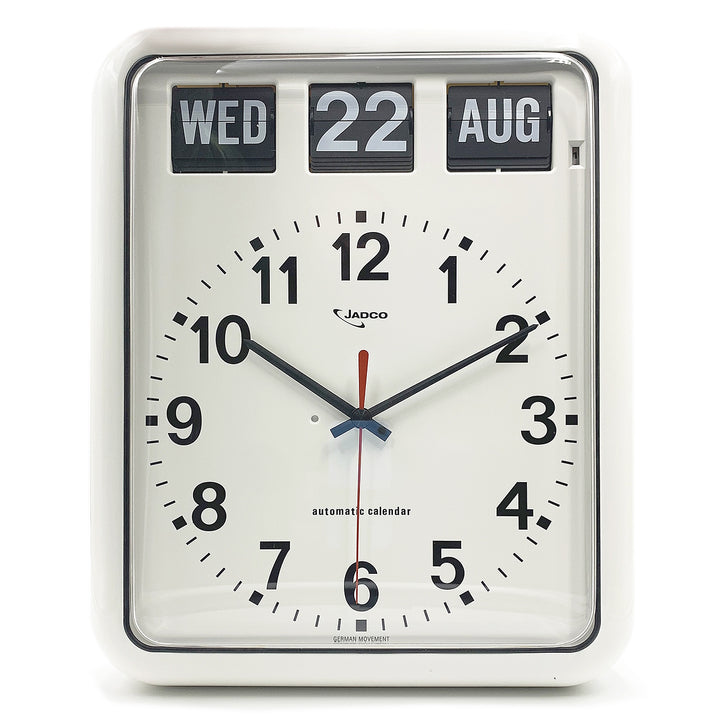 Jadco Analogue Flip Calendar Wall Clock White 38cm BQ12-White 001