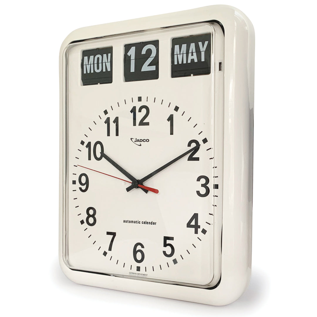 Jadco Analogue Flip Calendar Wall Clock White 38cm BQ12-White 2