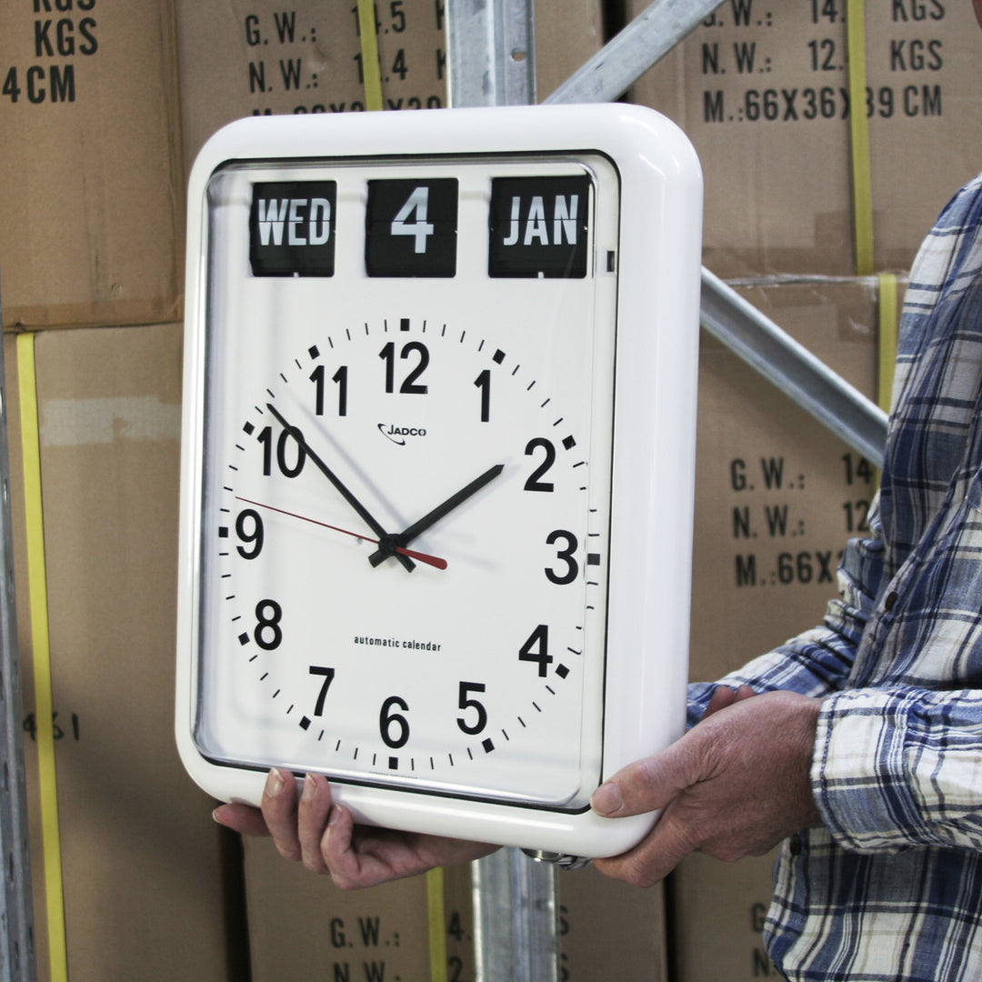 Jadco Analogue Flip Calendar Wall Clock White 38cm BQ12-White 4