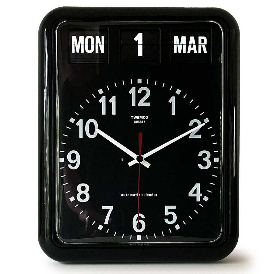 Jadco Analogue with Flip Calendar Wall Clock Black 38cm BQ12-Black 1
