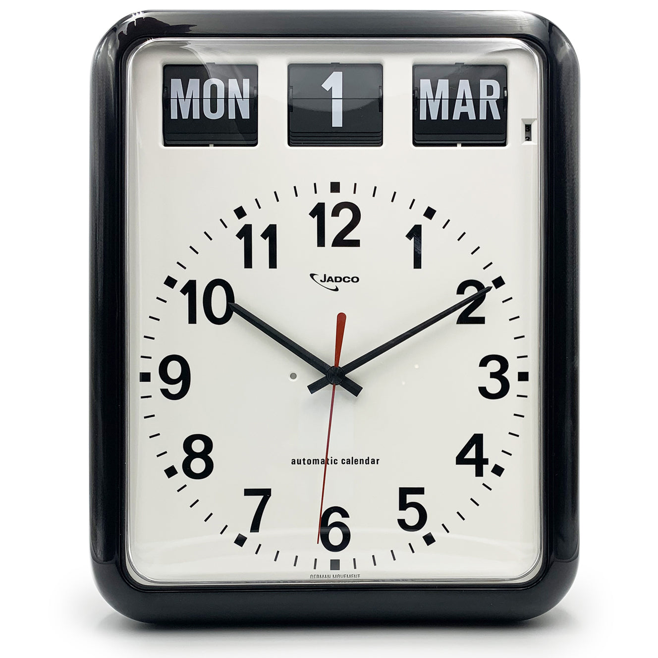 Jadco Analogue with Flip Calendar Wall Clock Black Rim 38cm BQ12-BlackRim 1