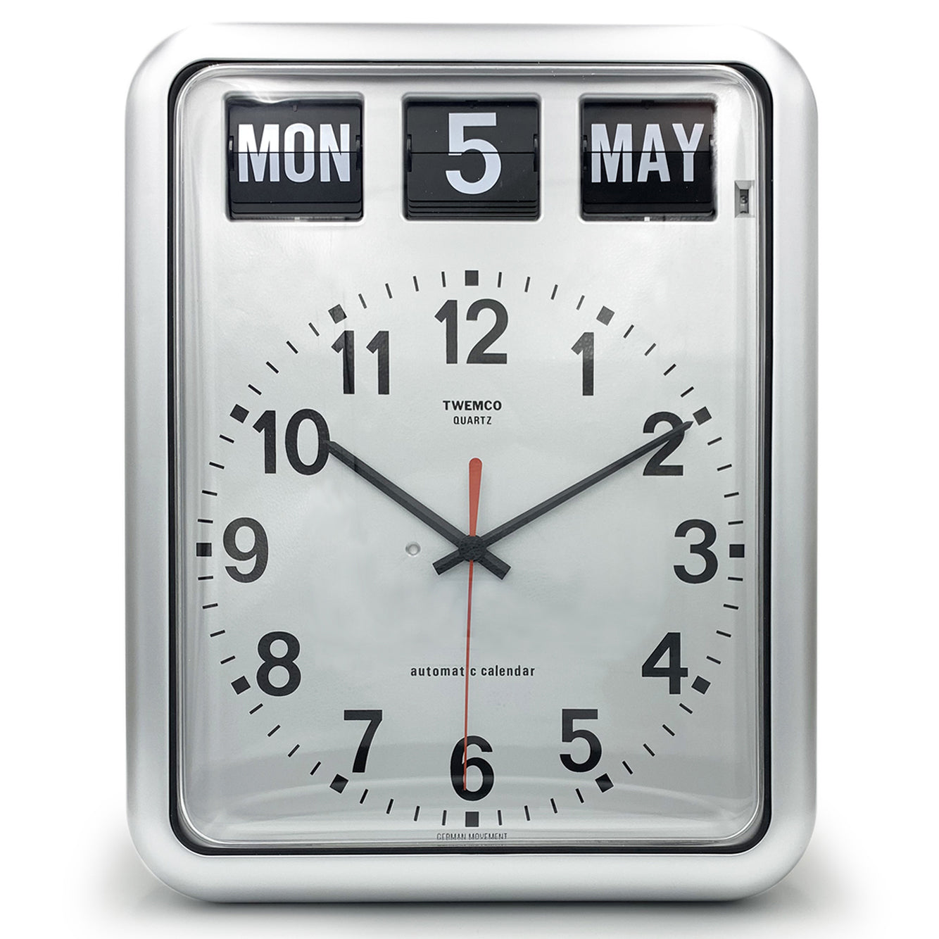 Jadco Analogue with Flip Calendar Wall Clock Silver 38cm BQ12-Silver 1
