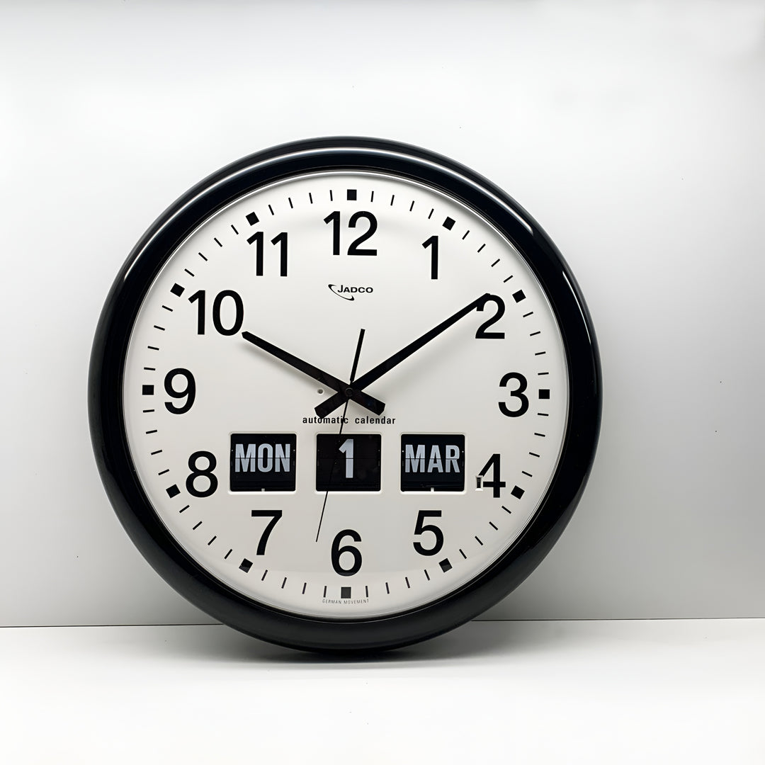 Jadco Analogue with Flip Day and Month Wall Clock, Black, 41cm 2