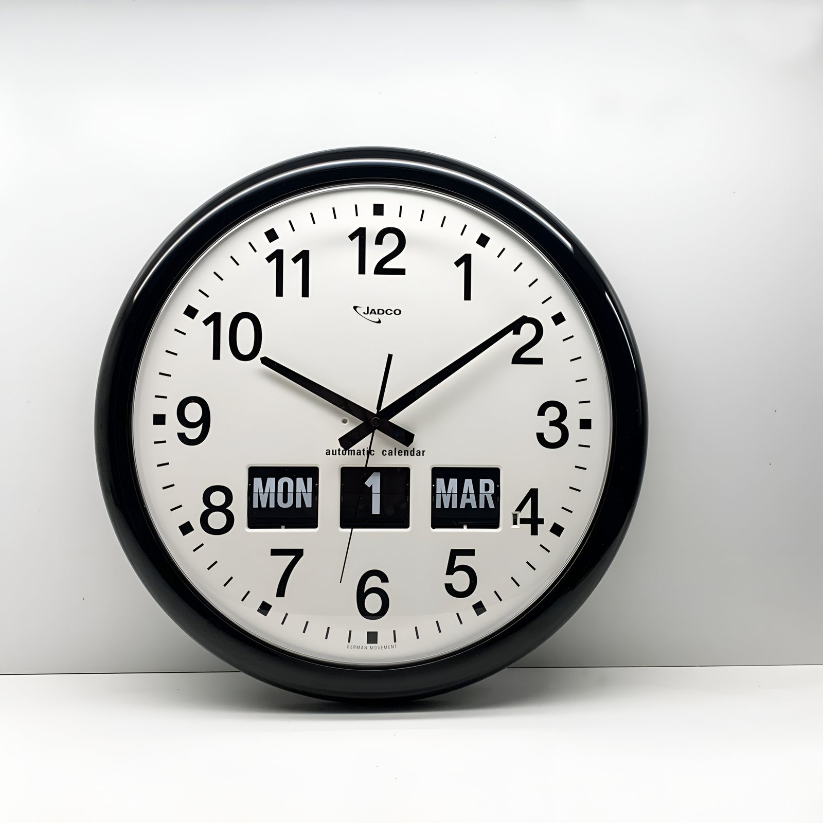 Jadco Analogue with Flip Day and Month Wall Clock, Black, 41cm 2