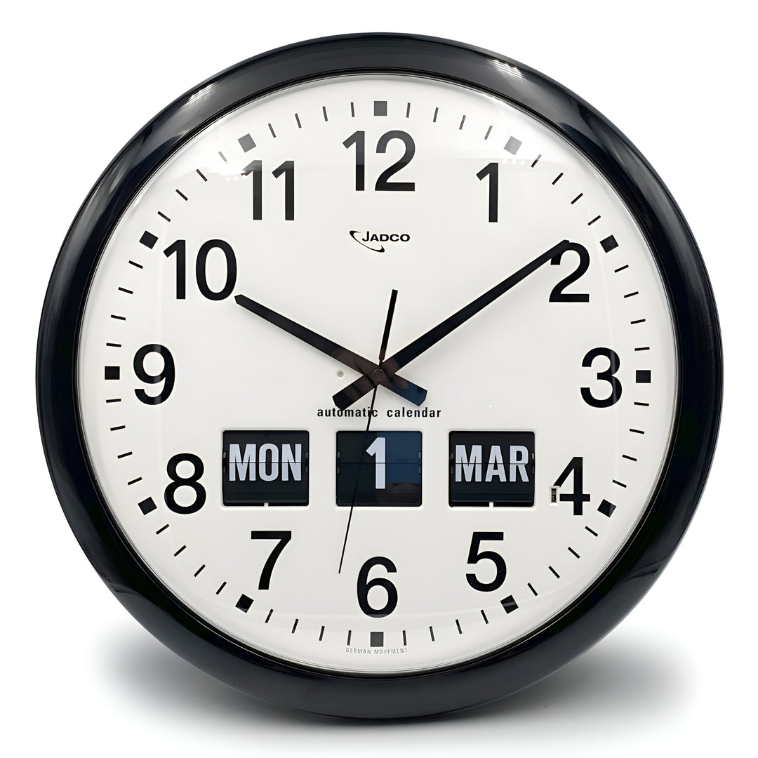 Jadco Analogue with Flip Day and Month Wall Clock, Black, 41cm 1