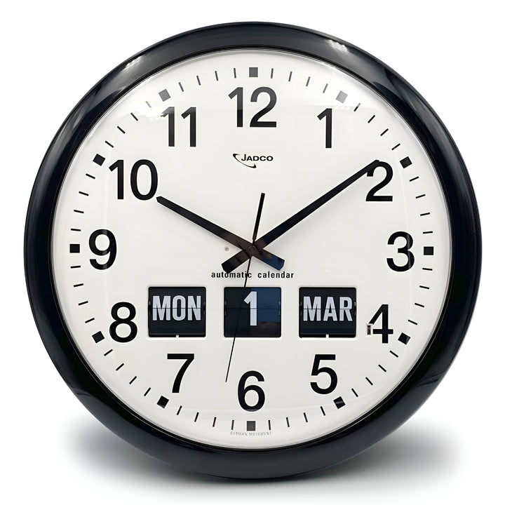Jadco Analogue with Flip Day and Month Wall Clock, Black, 41cm 1