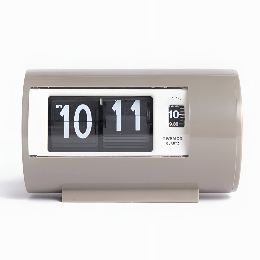 Jadco Cylindrical Flip Card Rotating Dial Alarm Clock Grey 12cm AP28-Grey Front