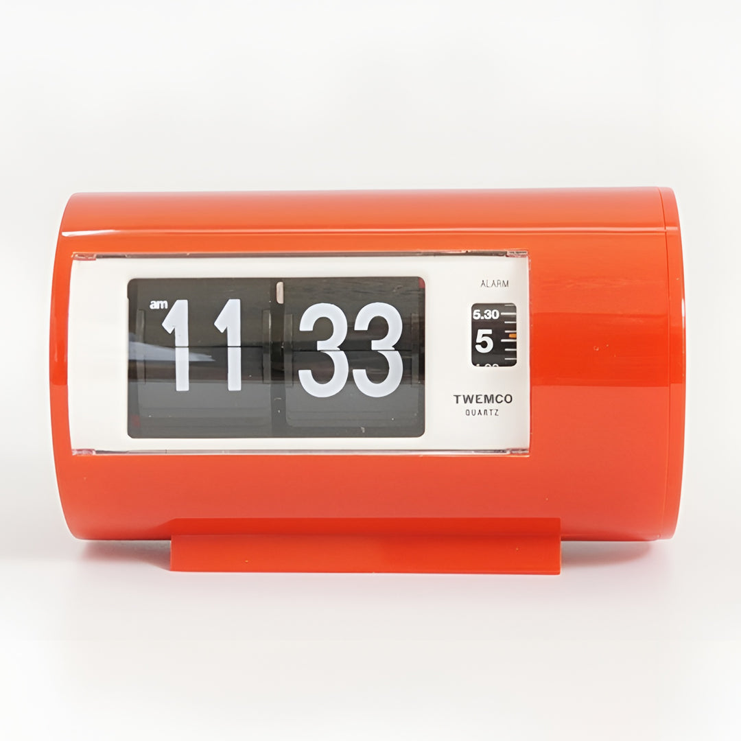 Jadco Cylindrical Flip Card Rotating Dial Alarm Clock Red 12cm AP28-Red Front