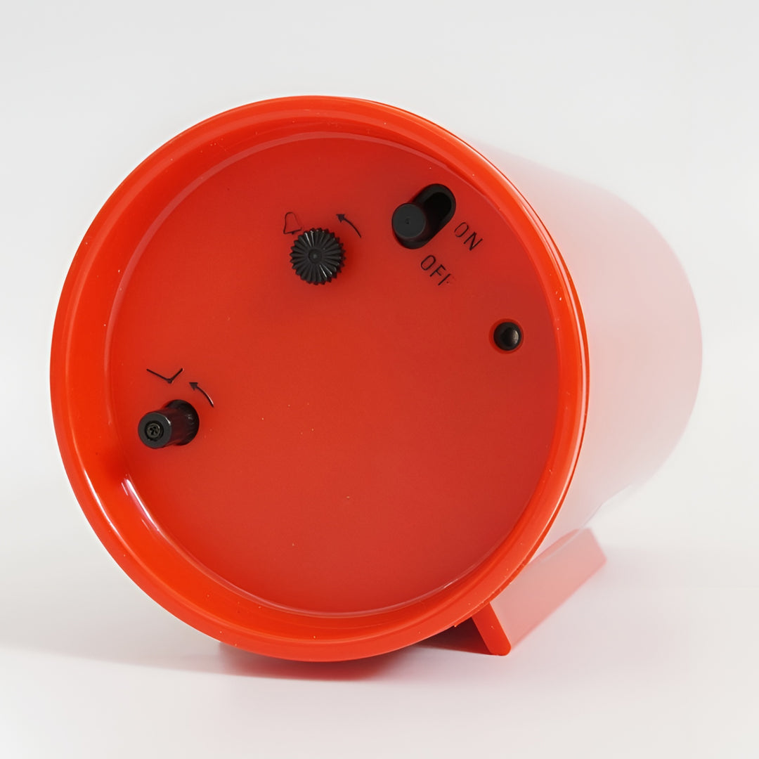 Jadco Cylindrical Flip Card Rotating Dial Alarm Clock Red 12cm AP28-Red Side