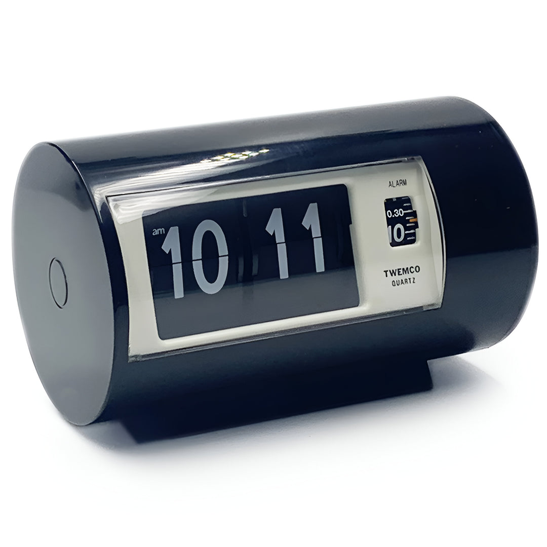 Jadco Cylindrical Flip Card Rotating Dial Alarm Clock Black 12cm AP28-Black 1