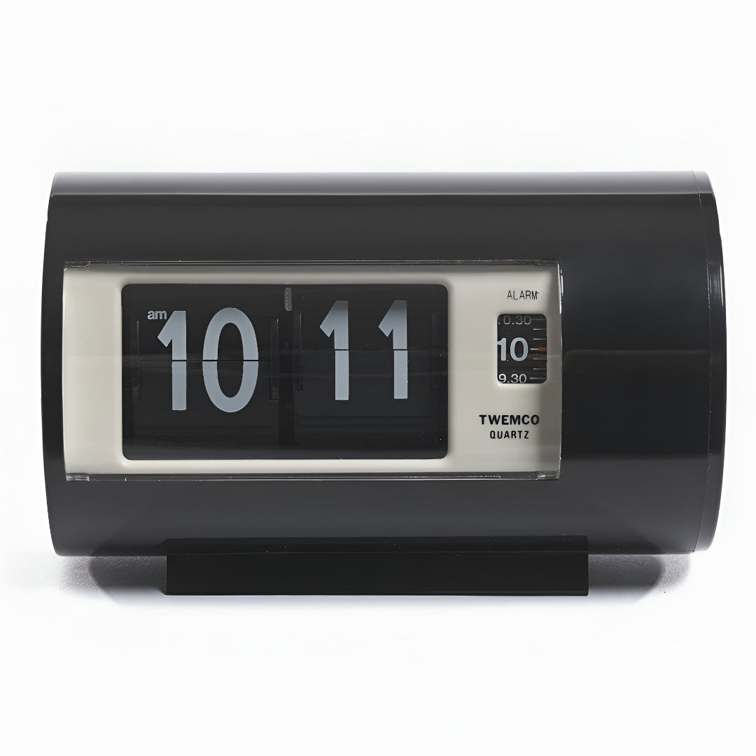 Jadco Cylindrical Flip Card Rotating Dial Alarm Clock Black 12cm AP28-Black Front