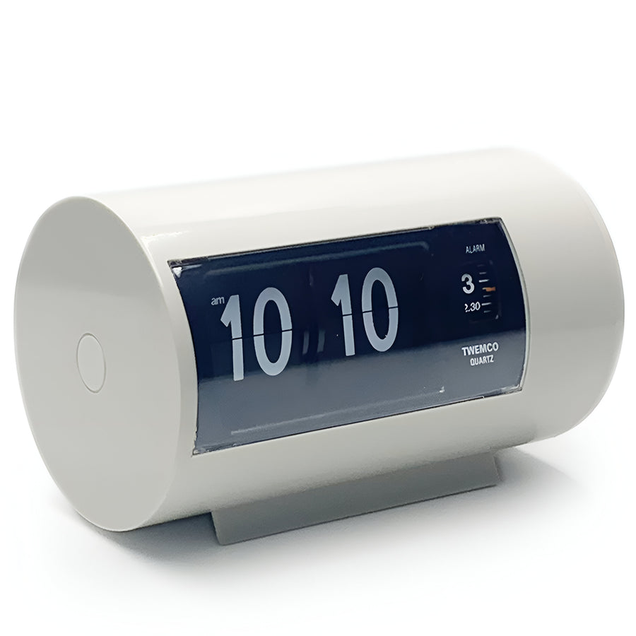 Jadco Cylindrical Flip Card Rotating Dial Alarm Clock White 12cm AP28-White 3