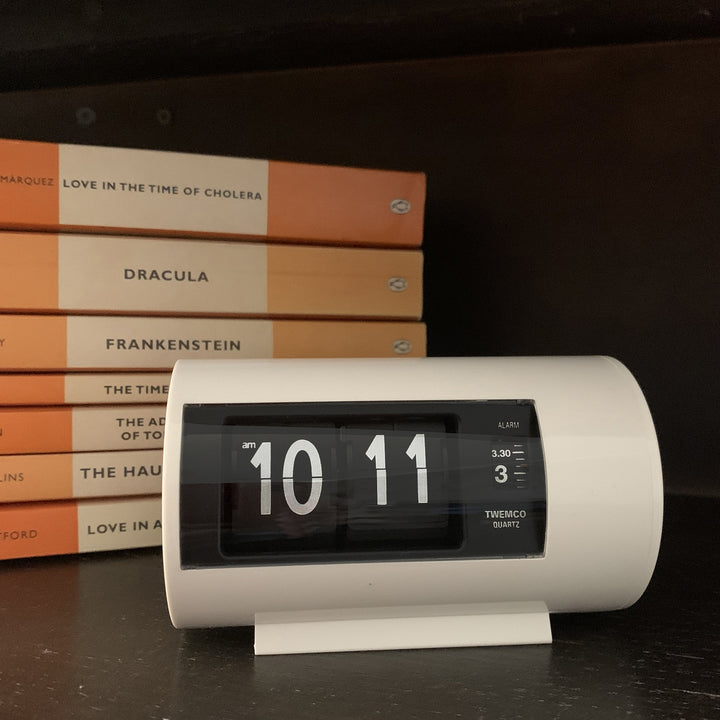 Jadco Cylindrical Flip Card Rotating Dial Alarm Clock White 12cm AP28-White 5