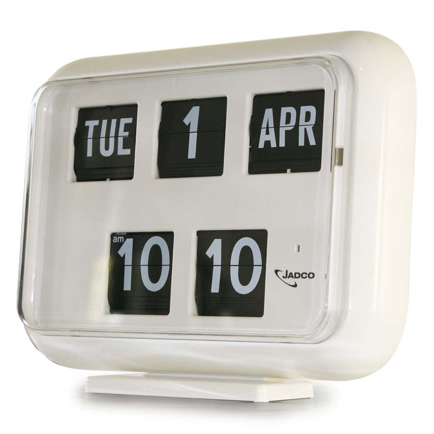 Jadco Digital Flip Calendar Wall and Desk Clock 24hr White 31cm QD3524HR 1 #time-format_24hr