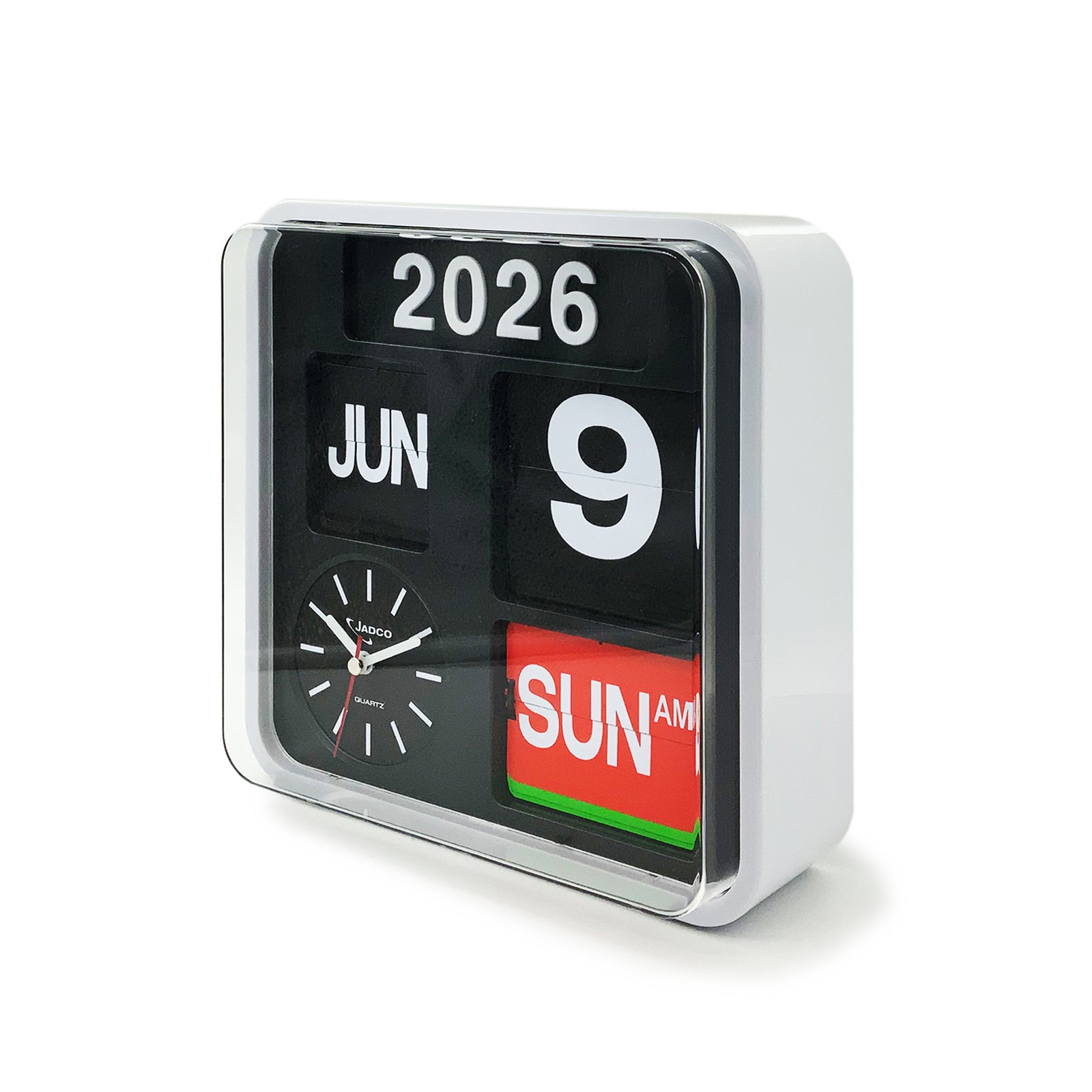 Jadco Fartech Retro Square Flip Calendar Wall Desk Clock Black 24cm AD650-Black 1