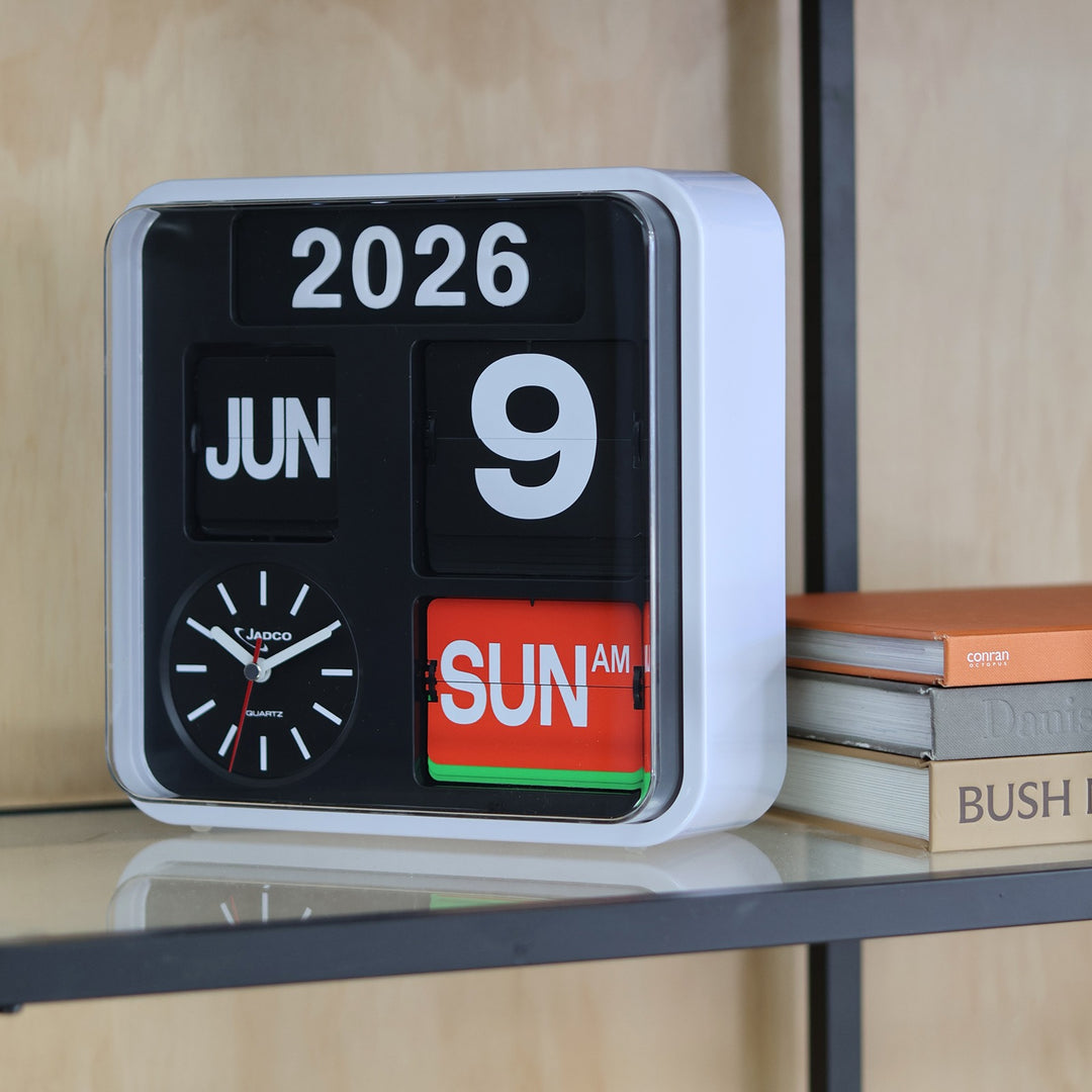 Jadco Fartech Retro Square Flip Calendar Wall Desk Clock Black 24cm AD650-Black 2