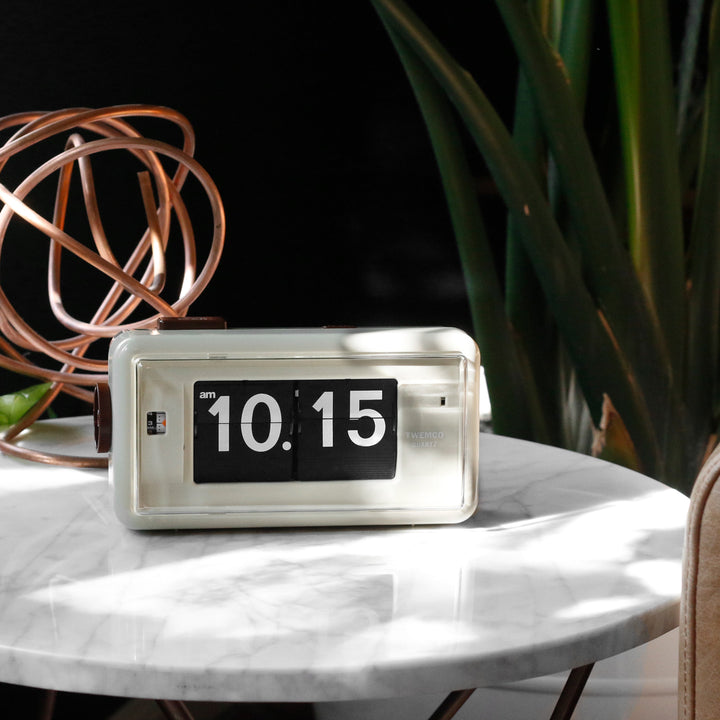Jadco Flip Card Rotating Dial Alarm Wall and Desk Clock Beige 20cm AL30-Beige Lifestyle