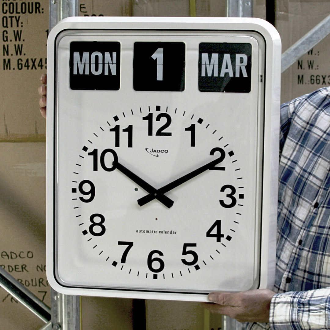 Jadco Giant Analogue Flip Calendar Wall Clock White 51cm BQ20 Lifestyle 2